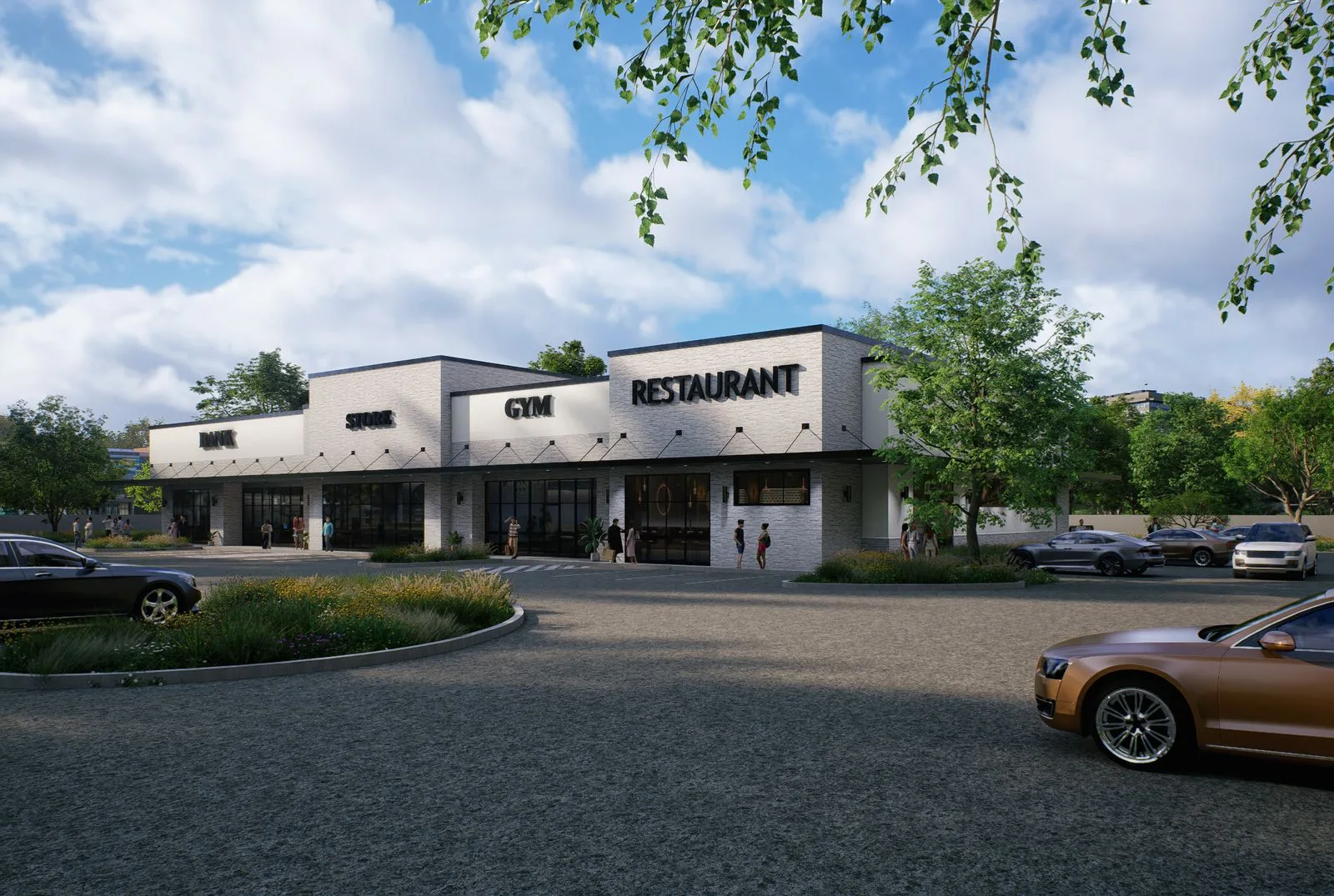 Daytime street-level exterior perspective