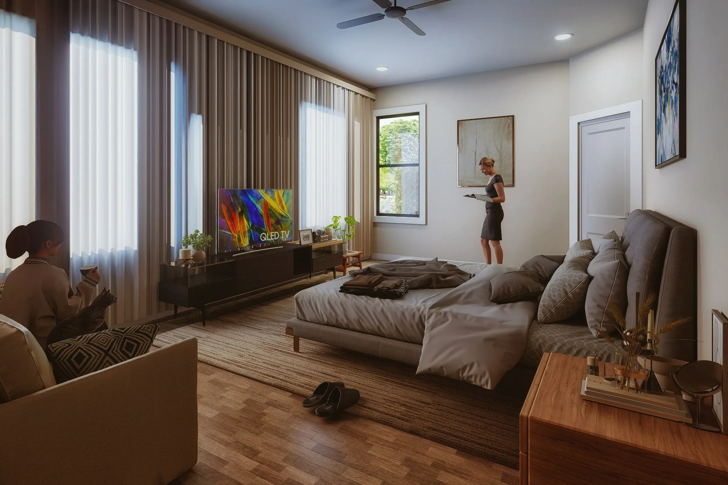 A Primary Suite, Scoped to Scale — residential interior architectural visualization case study
