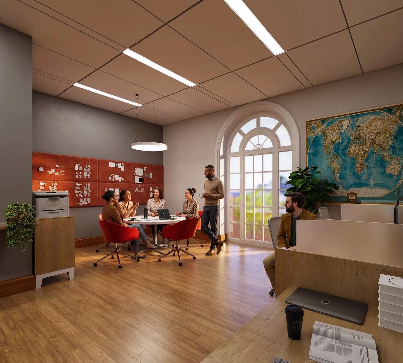 School Gymnasium and Meeting Room, institutional architecture rendering — view 1 of 5