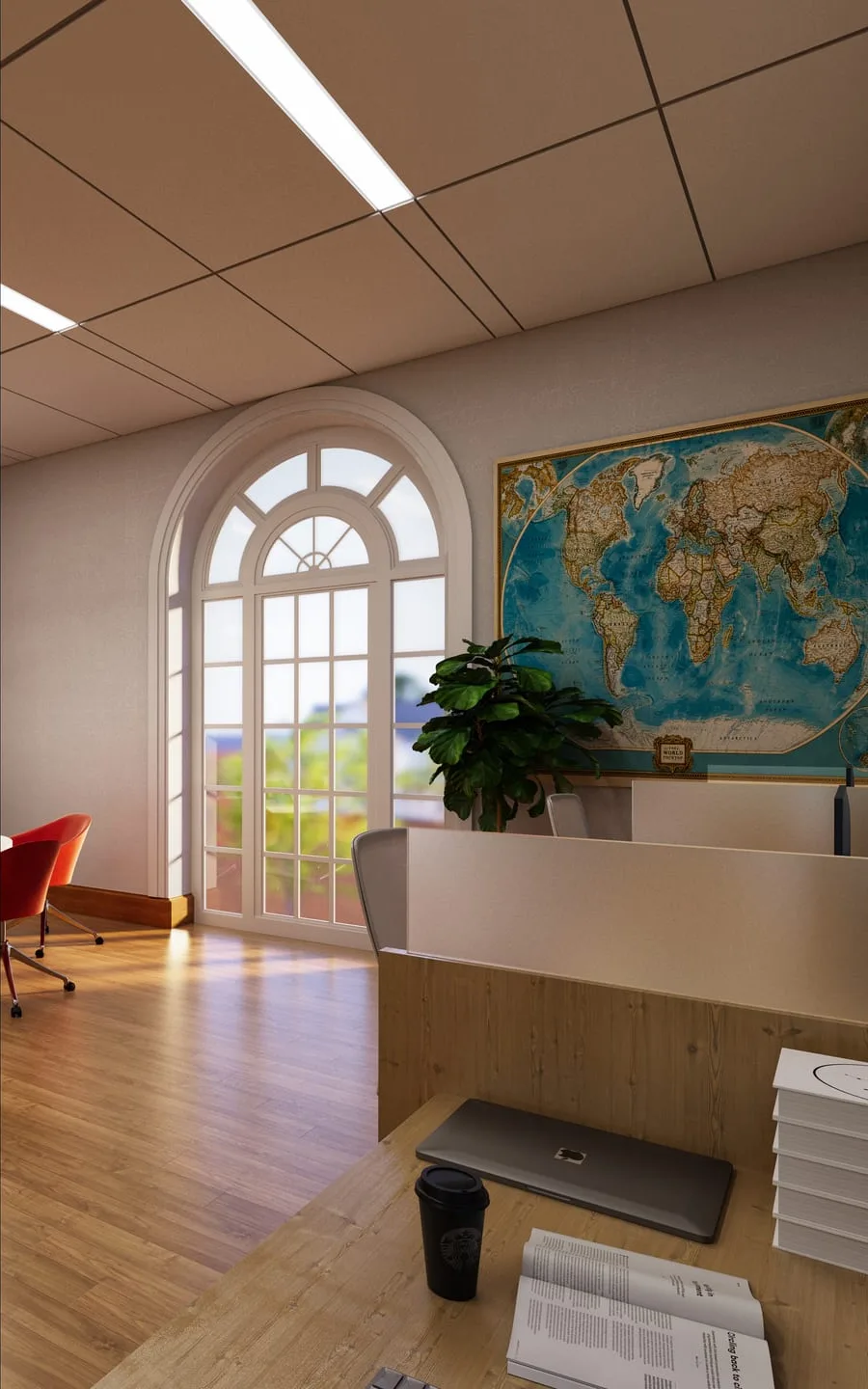 School Gymnasium and Meeting Room, institutional architecture rendering — view 2 of 5