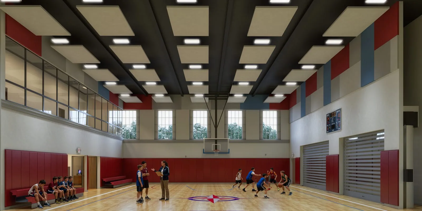 School Gymnasium and Meeting Room, institutional architecture rendering — view 3 of 5