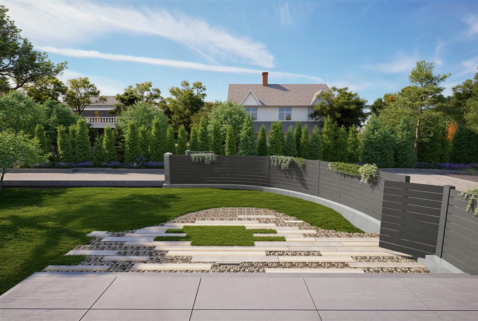 Linear paving view