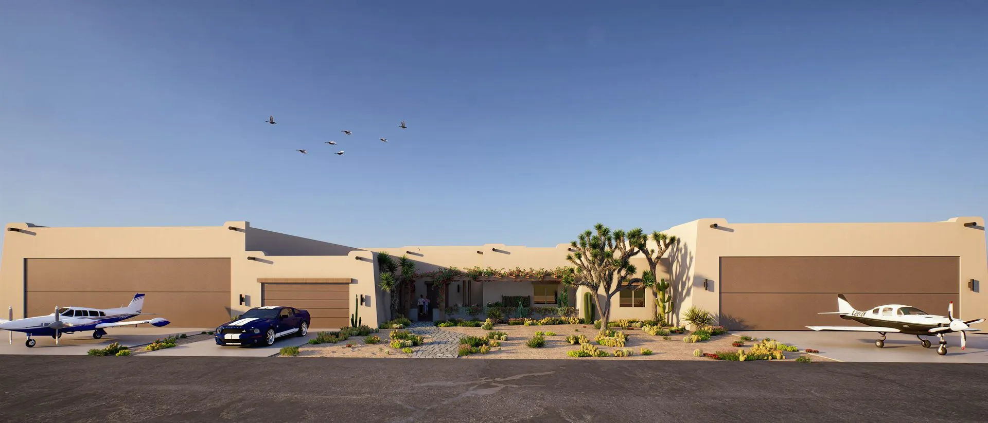 Desert Airpark Residence — No Architect, No CAD — private residential architectural visualization case study