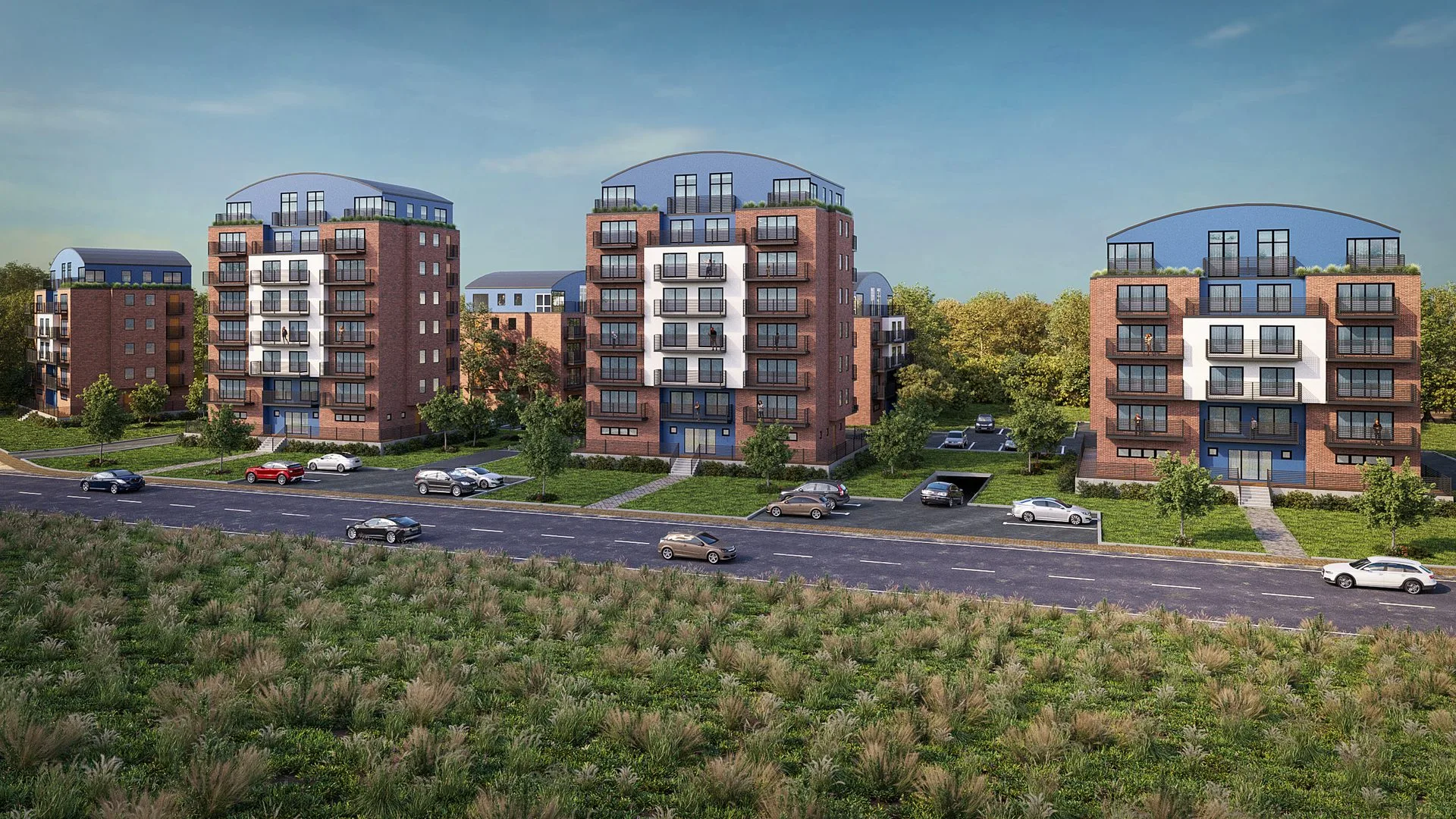 Four Apartment Towers, Read from a Specification — multifamily residential architectural visualization case study