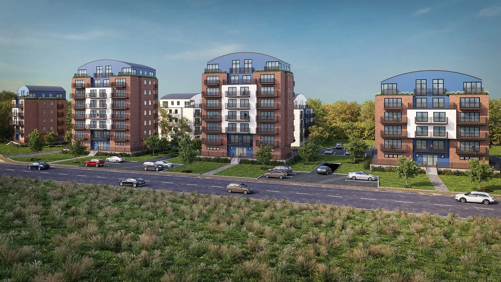 3 May frame: the rear buildings still white, no garage entrance in the forecourt