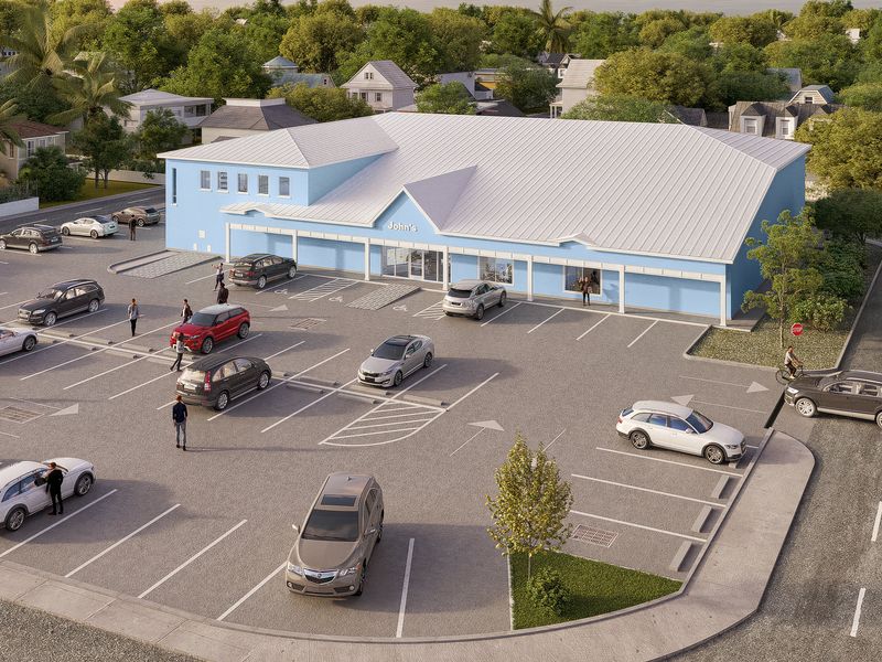 Blue Commercial Building