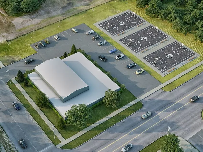 Brookside Park Recreation Center — mixed-use 3D rendering