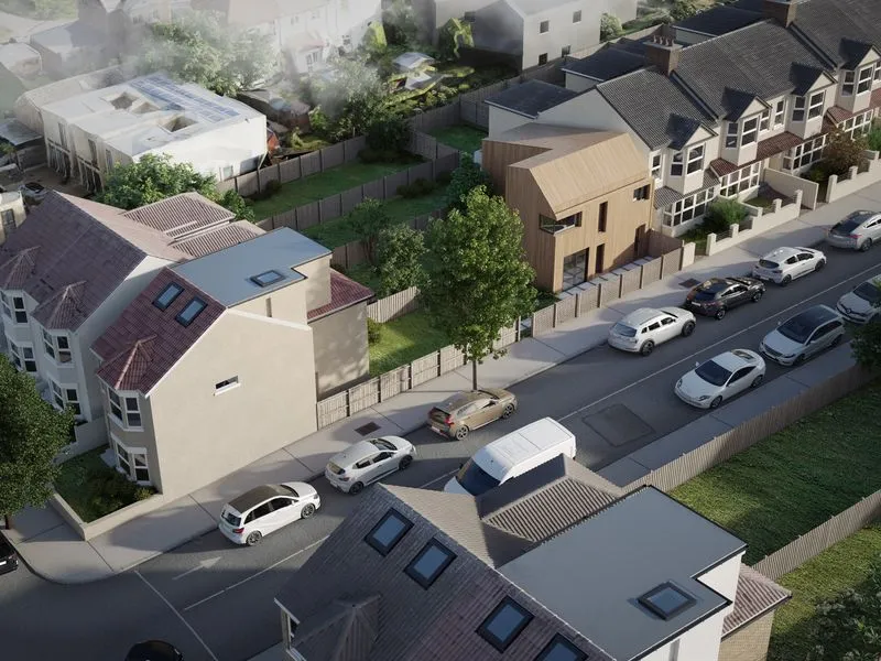 Casey Residential Street — mixed-use 3D rendering