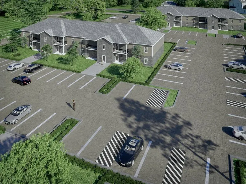 Garden Apartment Complex — mixed-use 3D rendering