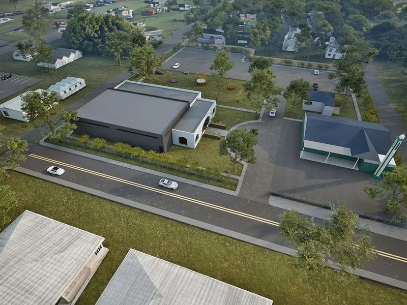 Small Town Commercial Building — mixed-use 3D rendering