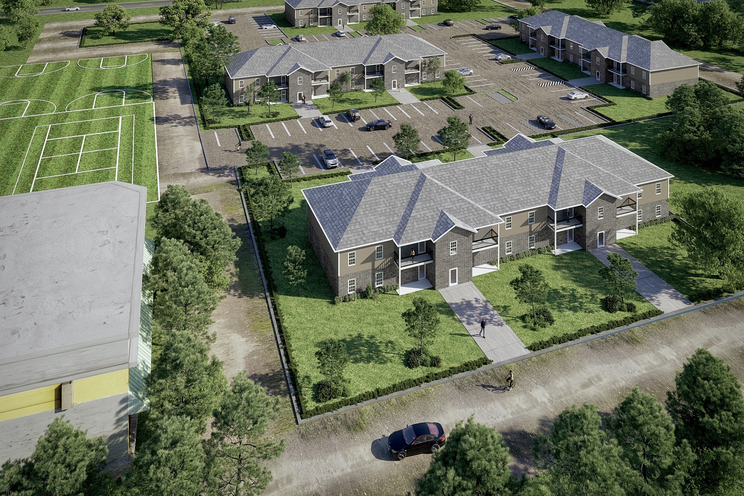 Suburban apartment community aerial