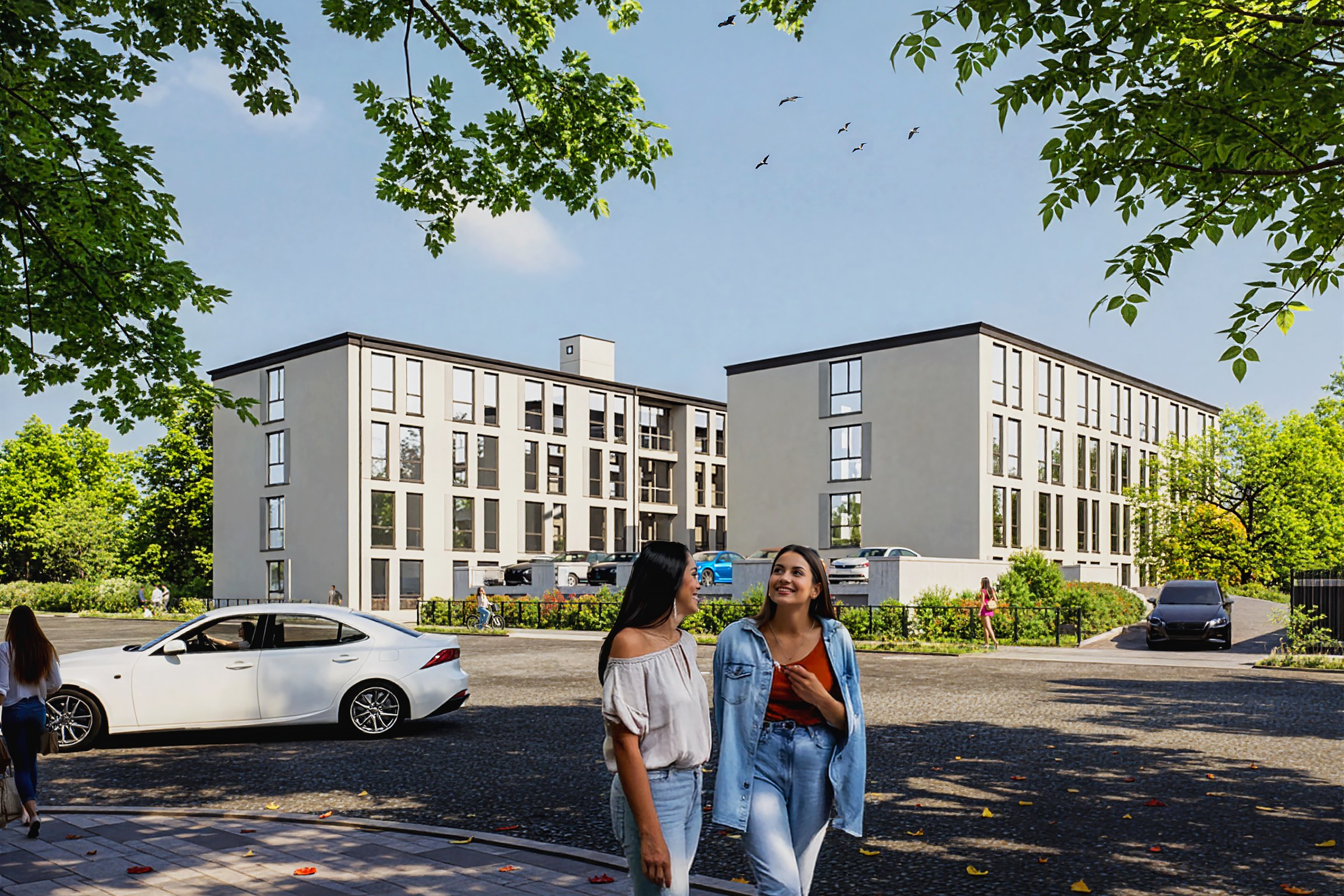 Contemporary Office Campus Courtyard