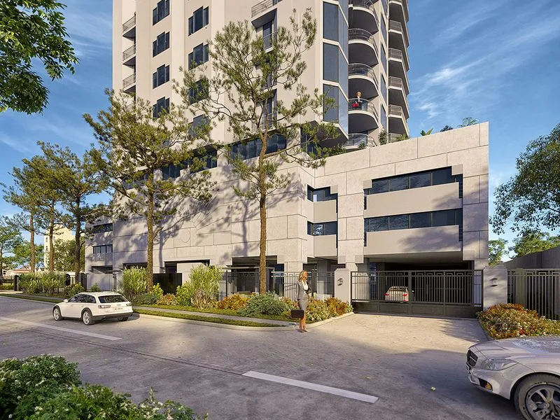 Modern Highrise Tower Curved Balconies — commercial 3D rendering