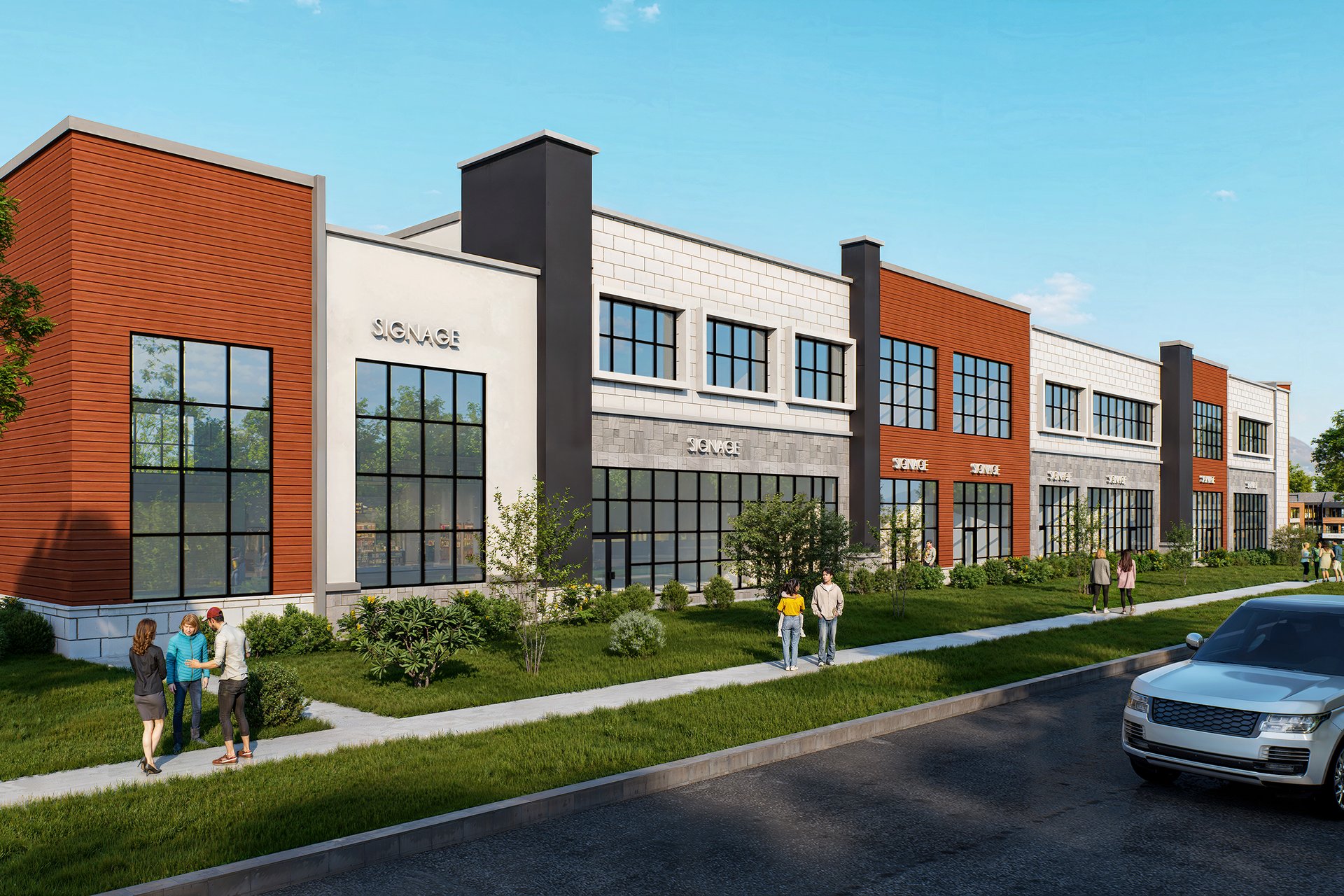 Modern Retail Plaza Orange Brick — image 1