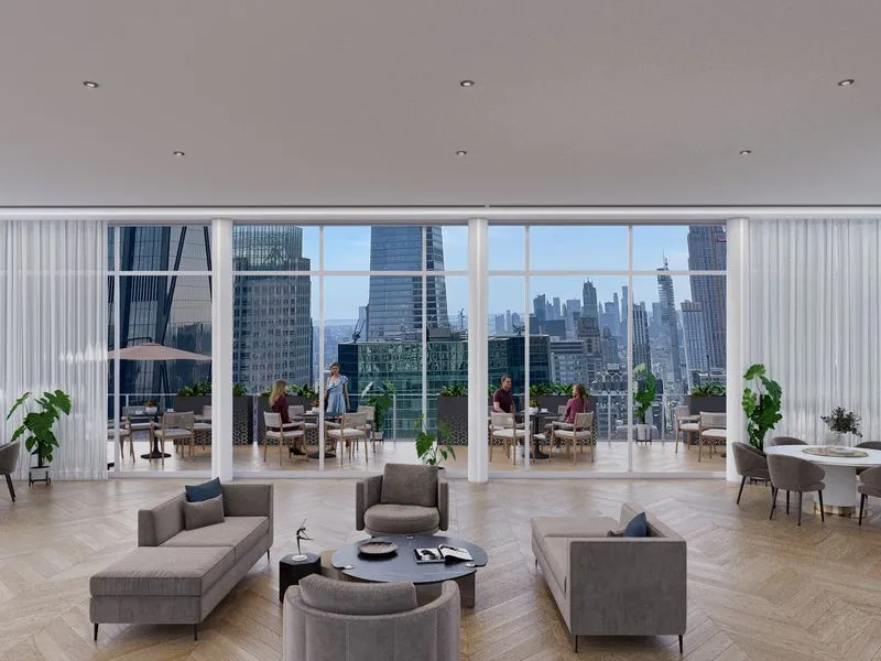 Highrise Skyline Lounge — hospitality 3D rendering