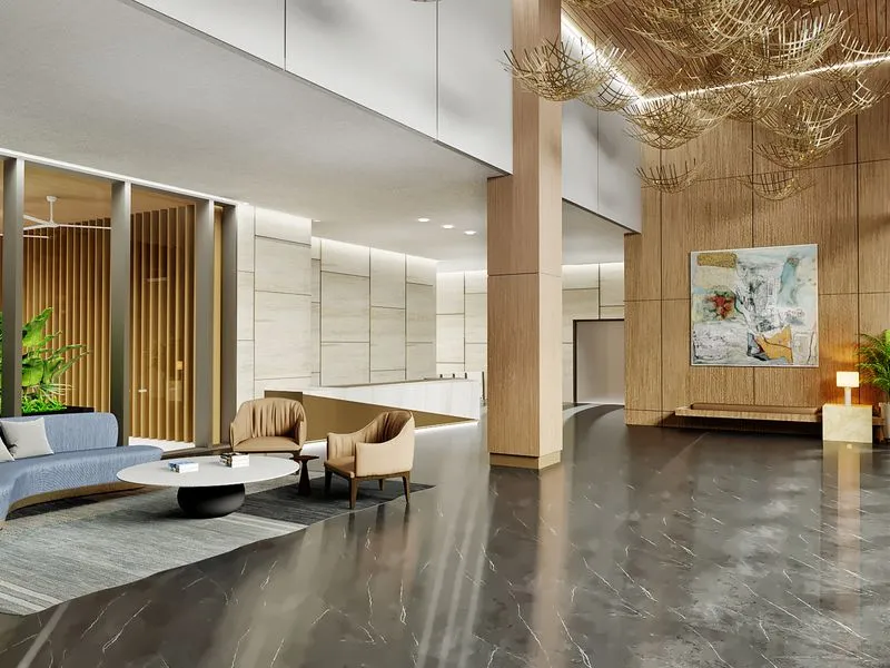Luxury Hotel Lobby — hospitality 3D rendering