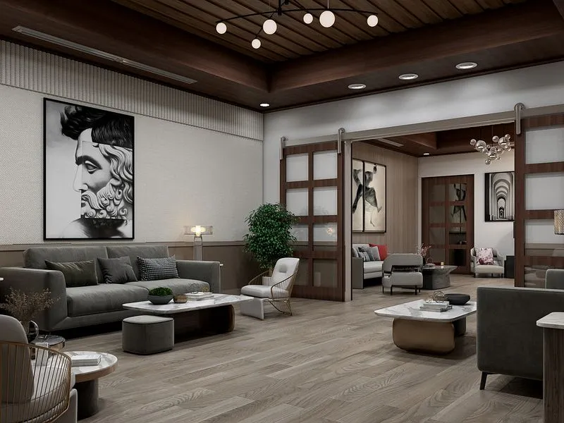 Standard Venue Lounge — hospitality 3D rendering