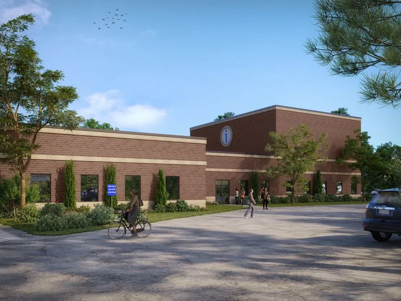 Project 86 Brick School — institutional 3D rendering