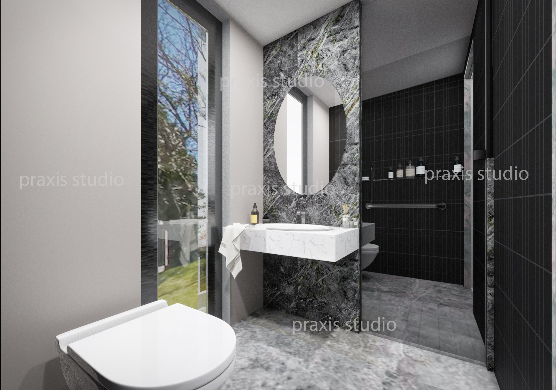 115 Dark Stone Bathroom