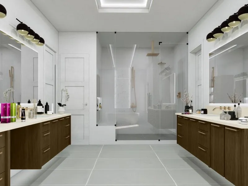 96 Dual Vanity Master Bath — residential 3D rendering