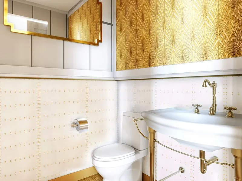 Art Deco Gold Powder Room