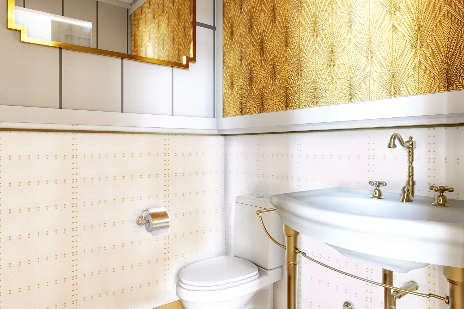 Art Deco Gold Powder Room