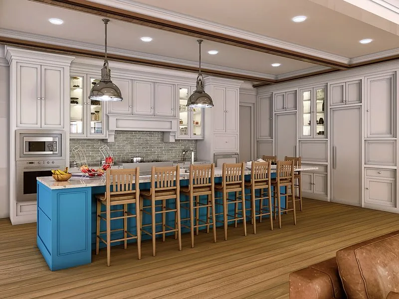 Classic Blue Island Kitchen