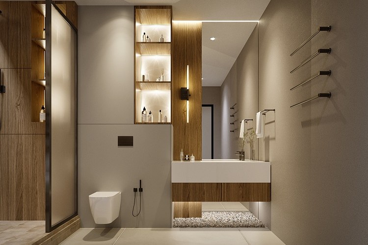 Contemporary Walnut Display Bath