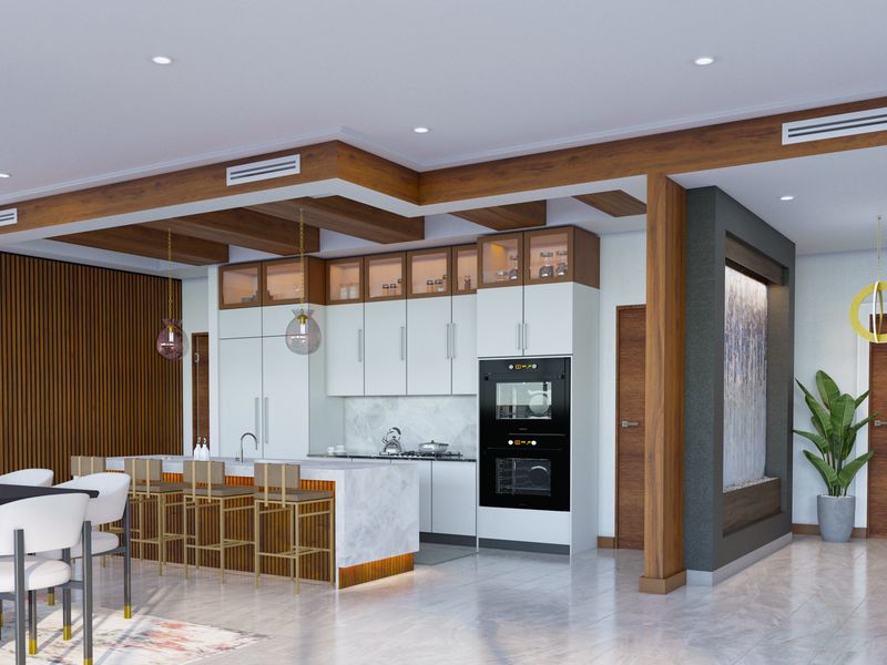 Contemporary Wood Beam Kitchen