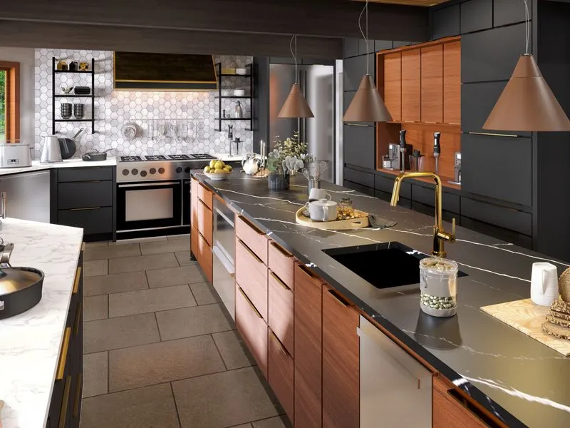 Final Industrial Kitchen — residential 3D rendering