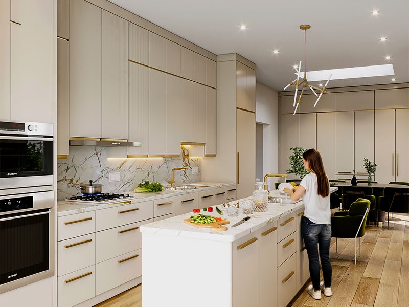 Greige Open Plan Kitchen