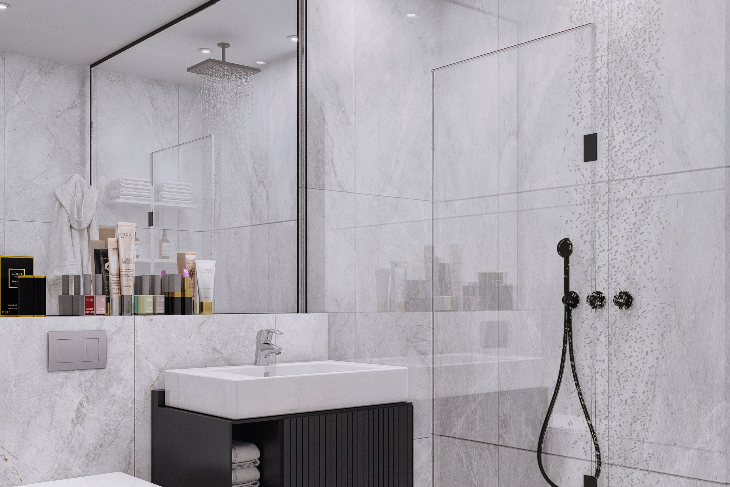 Marble Rain Shower Bath