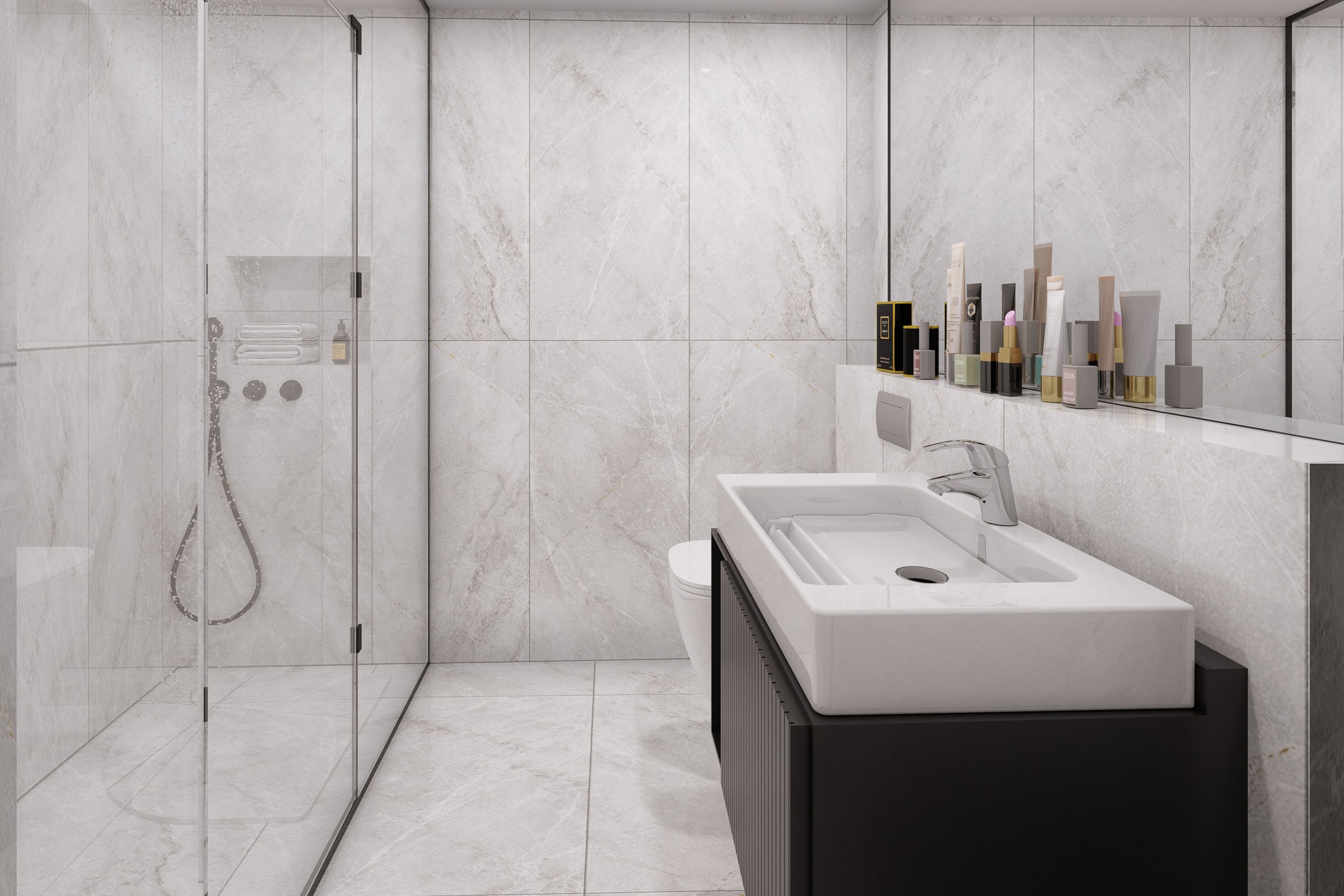 Minimal Marble Shower Bath