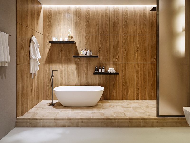 Spa Wood Panel Soaking Bath
