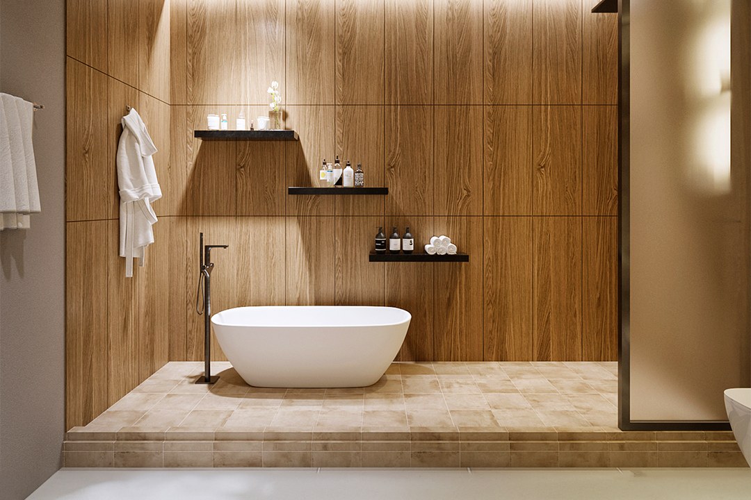 Spa Wood Panel Soaking Bath