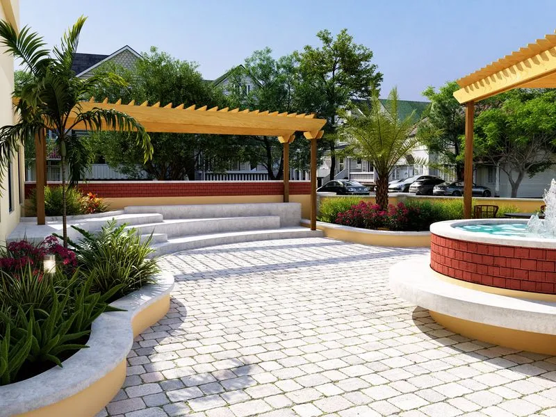 Library Reading Garden — landscape 3D rendering