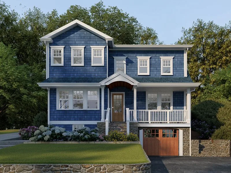 Blue Shingle Style Residence