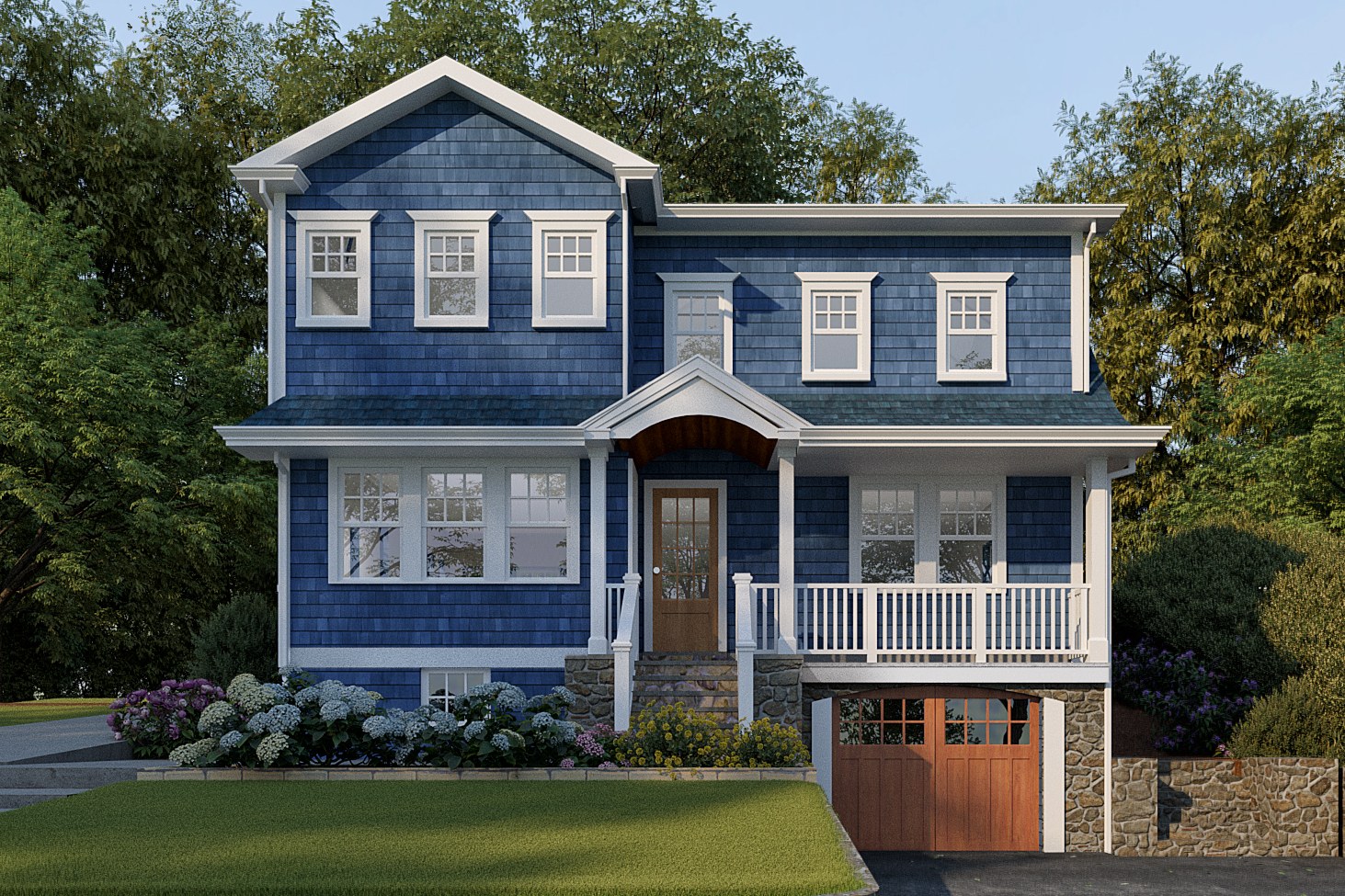 Blue Shingle Style Residence