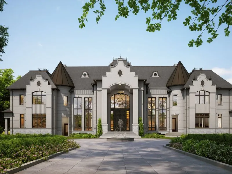 Classical Stone Mansion 124 — residential 3D rendering