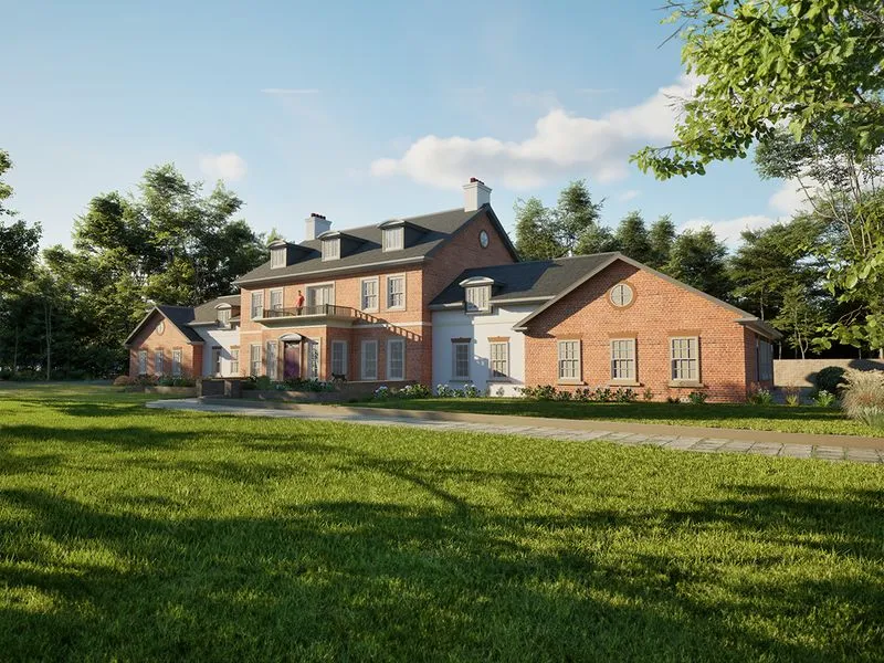 Colonial Brick Mansion 22 — residential 3D rendering