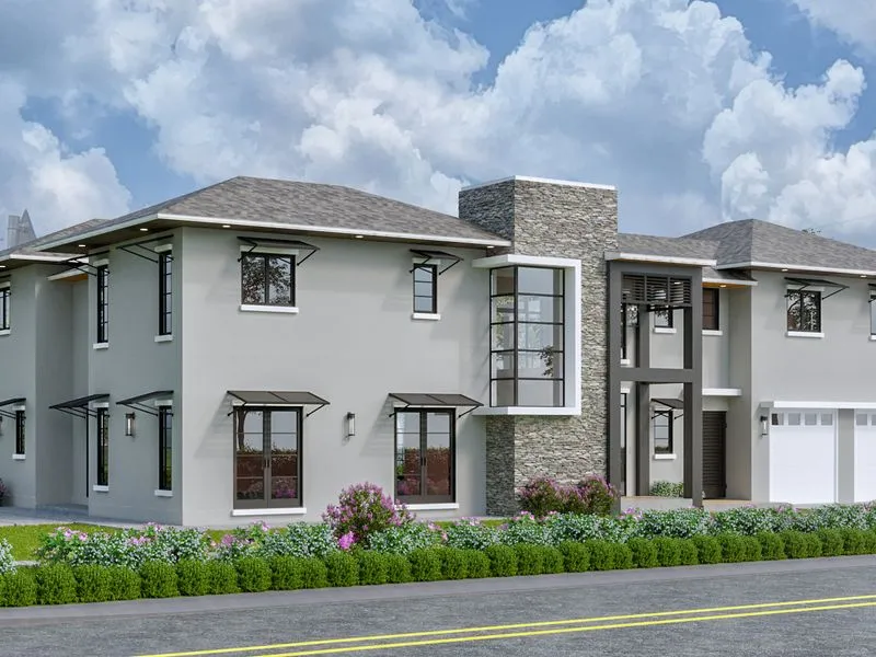 Contemporary Stucco Residence — residential 3D rendering