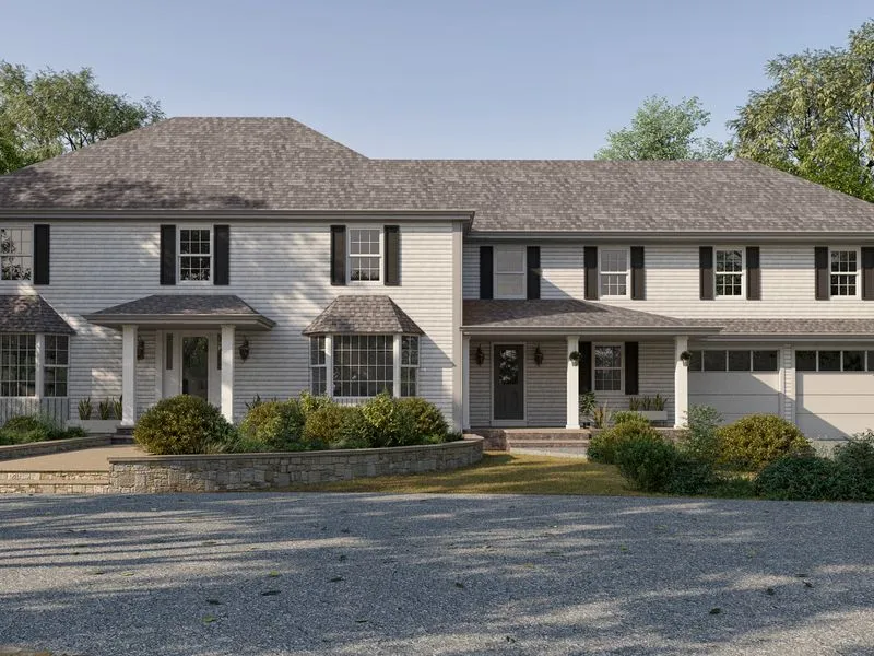 Cream Colonial Traditional Estate — residential 3D rendering