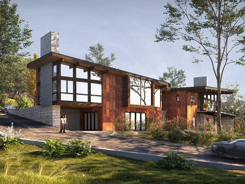 Day View Rustic Modern — residential 3D rendering