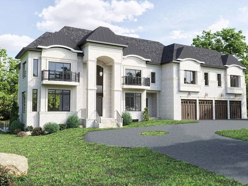 French Chateau Stone Mansion — residential 3D rendering