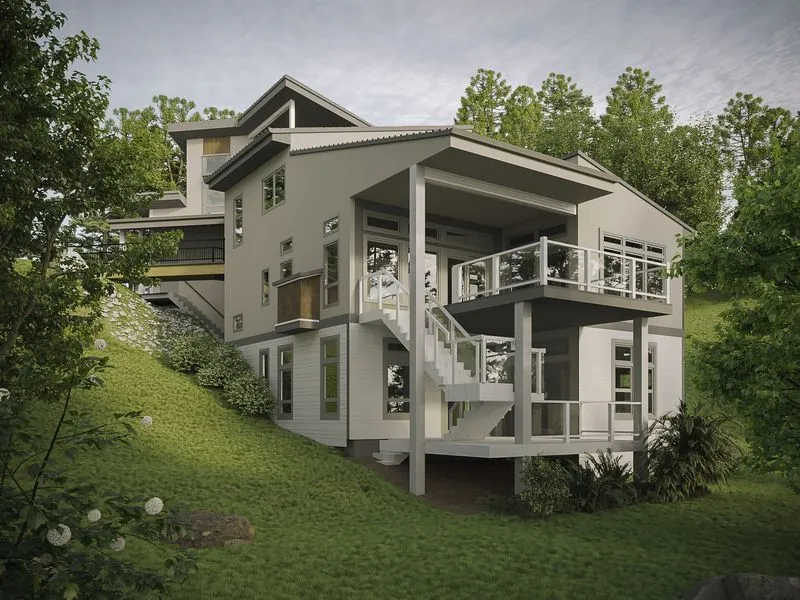 Gregg Hillside Contemporary — residential 3D rendering