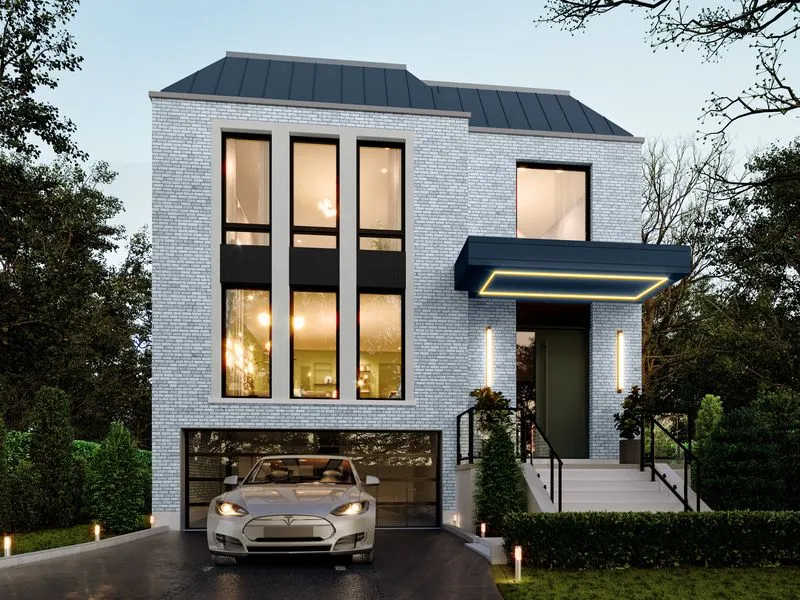 Modern Brick Townhouse 131455 — residential 3D rendering