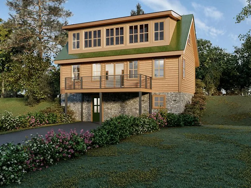 Mountain Craftsman Cabin — residential 3D rendering