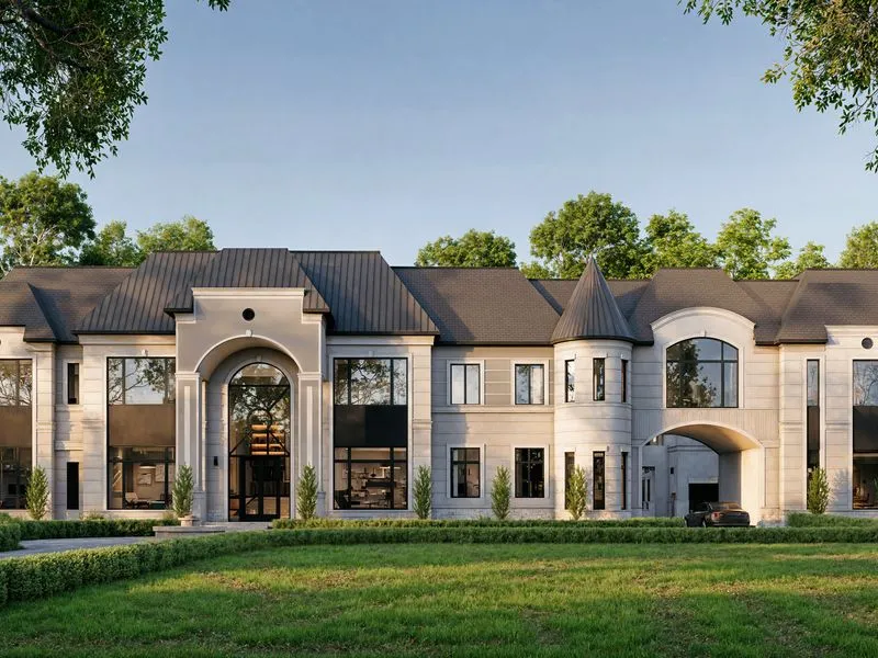 Neoclassical Limestone Mansion 127 — residential 3D rendering