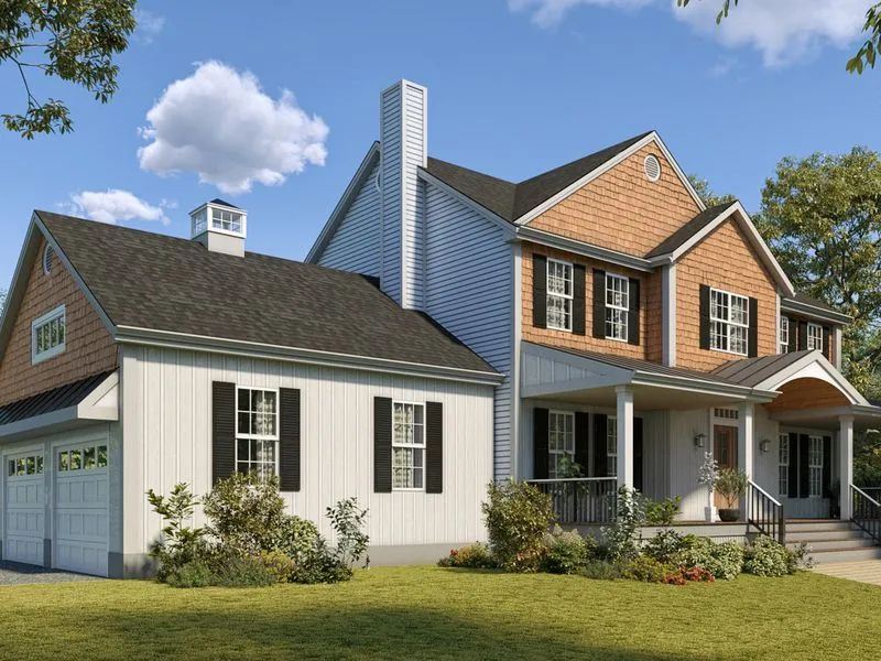 New England Colonial Shingle — residential 3D rendering