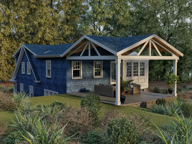 Project 30 Blue Craftsman Bungalow — residential 3D rendering